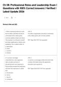 Ch 58&colon; Professional Roles and Leadership Exam &vert;&NewLine;Questions with 100&percnt; Correct Answers &vert; Verified &vert;&NewLine;Latest Update 2026