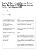 Chapter 27&colon; Care of the Mother and Newborn&NewLine;Exam &vert; Questions with 100&percnt; Correct Answers &vert;&NewLine;Verified &vert; Latest Update 2026
