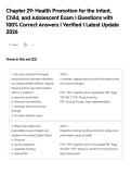 Chapter 29&colon; Health Promotion for the Infant&comma;&NewLine;Child&comma; and Adolescent Exam &vert; Questions with&NewLine;100&percnt; Correct Answers &vert; Verified &vert; Latest Update&NewLine;2026
