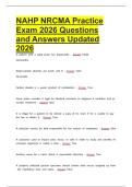 NAHP NRCMA Practice Exam 2026 Questions and Answers Updated 2026