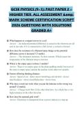 GCSE PHYSICS &lpar;9&ndash;1&rpar;&colon; PAST PAPER 2 &ndash;&NewLine;HIGHER TIER&period; ALL ASSESSMENT &&NewLine;MARK SCHEME COMPREHENSIVE STUDY&NewLine;GUIDE 2026 FULL QUESTIONS AND&NewLine;SOLUTIONS GRADED A&plus;