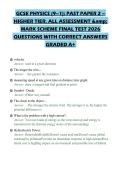 GCSE PHYSICS &lpar;9&ndash;1&rpar;&colon; PAST PAPER 2 &ndash;&NewLine;HIGHER TIER&period; ALL ASSESSMENT &&NewLine;MARK SCHEME PRACTICE EXAMINATION&NewLine;2026 QUESTIONS WITH ANSWERS&NewLine;GRADED A&plus;