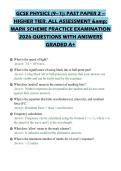 GCSE PHYSICS &lpar;9&ndash;1&rpar;&colon; PAST PAPER 2 &ndash;&NewLine;HIGHER TIER&period; ALL ASSESSMENT &&NewLine;MARK SCHEME PRACTICE EXAMINATION&NewLine;2026 QUESTIONS WITH ANSWERS&NewLine;GRADED A&plus;