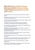 WGU D487 Secure Software Design&NewLine;OA Exam 2025&sol;2026 &vert; Secure Coding&comma;&NewLine;Threat Modeling & App Security Q&A&NewLine;100&percnt; correct
