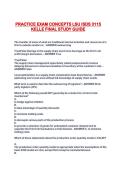 PRACTICE EXAM CONCEPTS LSU ISDS 3115 KELLE FINAL STUDY GUIDE