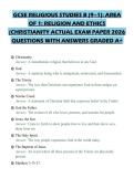 GCSE RELIGIOUS STUDIES B &lpar;9&ndash;1&rpar;&colon; AREA&NewLine;OF 1&colon; RELIGION AND ETHICS&NewLine;&lpar;CHRISTIANITY ACTUAL EXAM PAPER 2026&NewLine;QUESTIONS WITH ANSWERS GRADED A&plus;