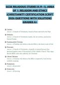 GCSE RELIGIOUS STUDIES B &lpar;9&ndash;1&rpar;&colon; AREA&NewLine;OF 1&colon; RELIGION AND ETHICS&NewLine;&lpar;CHRISTIANITY CERTIFICATION SCRIPT&NewLine;2026 QUESTIONS WITH SOLUTIONS&NewLine;GRADED A&plus;&NewLine;