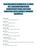 GCSE RELIGIOUS STUDIES B &lpar;9&ndash;1&rpar;&colon; AREA&NewLine;OF 1&colon; RELIGION AND ETHICS&NewLine;&lpar;CHRISTIANITY FINAL TEST 2026&NewLine;QUESTIONS WITH CORRECT ANSWERS&NewLine;GRADED A&plus;