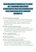 GCSE RELIGIOUS STUDIES B &lpar;9&ndash;1&rpar;&colon; AREA&NewLine;OF 1&colon; RELIGION AND ETHICS&NewLine;&lpar;CHRISTIANITY PRACTICE EXAMINATION&NewLine;2026 QUESTIONS WITH ANSWERS&NewLine;GRADED A&plus;GCSE RELIGIOUS STUDIES B &lpar;9&ndash;1&rpar;&colon; AREA&NewLine;OF 1&colon; RELIGION AND ETHICS&NewLine;&lpar;CHRISTIANITY PRACTICE EXAMINATION&NewLine;2026 QUESTIONS 