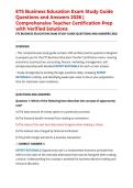 ETS Business Education Exam Study Guide Questions and Answers 2026 &vert; Comprehensive Teacher Certification Prep with Verified Solutions