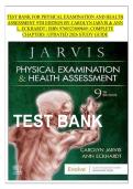 TEST BANK FOR PHYSICAL EXAMINATION AND HEALTH ASSESSMENT 9TH EDITION BY CAROLYN JARVIS & ANN L&period; ECKHARDT &vert; ISBN 9780323809849 &vert; COMPLETE CHAPTERS &vert; All Chapters