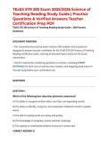 TExES STR 293 Exam 2025&sol;2026 Science of Teaching Reading Study Guide &vert; Practice Questions & Verified Answers Teacher Certification Prep PDF