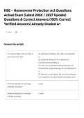 HBE - Homeowner Protection Act Questions Actual Exam &lpar;Latest 2026 &sol; 2027 Update&rpar; Questions & Correct Answers &lpar;100&percnt; Correct Verified Answers&rpar; Already Graded A&plus;