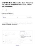 KINE 4250&colon; Brain & Concussion Exam &vert; Questions&NewLine;and Answers &vert; Verified Solutions &vert; 2026 Edition &vert;&NewLine;Pass Guaranteed
