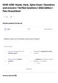 KINE 4250&colon; Heads&comma; Neck&comma; Spine Exam &vert; Questions&NewLine;and Answers &vert; Verified Solutions &vert; 2026 Edition &vert;&NewLine;Pass Guaranteed