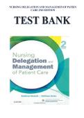 Updated&sol;Latest 2026&ndash;2027 Test Bank For Nursing Delegation And Management Of Patient Care 2nd Edition By Kathleen Motacki RN MSN And Kathleen Burke RN PhD Complete Questions And Answers Comprehensive Leadership Management Delegation Prioritization Patient 