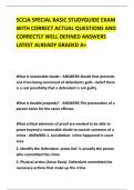 SCCJA SPECIAL BASIC STUDYGUIDE EXAM &NewLine;WITH CORRECT ACTUAL QUESTIONS AND &NewLine;CORRECTLY WELL DEFINED ANSWERS &NewLine;LATEST ALREADY GRADED A&plus; 