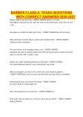 BARBER CLASS A&comma; TEXAS QUESTIONS WITH CORRECT ANSWERS 2026-2027&period;