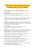 CPR BLS Provider Written Exam-2026 Questions with Correct Answers