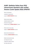 ALMS- Radiation Safety Exam 2026 &NewLine;&lpar;Actual Exam&rpar; Questions with verified &NewLine;Answers &lpar;Latest Update 2026&rpar; UPDATE&excl;&excl; 
