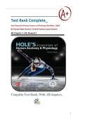 TEST BANK FOR Hole's Essentials of Human Anatomy and Physiology 15th Edition&comma; &lpar;2024&rpar; By Charles Welsh & Cynthia Prentice-Craver All Chapter 1-20&vert; Newest ISBN&colon;9780072907759 A&plus; GRADE ASSURED&excl;&excl;&excl;&excl;&excl; NEW LATEST UPDATE&excl;&excl;&excl;&excl;&excl;