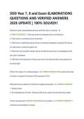 SOD Year 7&comma; 8 and Exam ELABORATIONS &NewLine;QUESTIONS AND VERIFIED ANSWERS &NewLine;2026 UPDATE &vert; 100&percnt; SOLVED&excl;&excl;