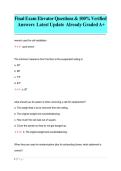 Final Exam Elevator Questions & 100- Verified Answers Latest Update Already Graded A&plus;