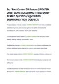 Turf Pest Control 3B Kansas &lpar;UPDATED &NewLine;2026&rpar; EXAM QUESTIONS &vert;FREQUENTLY &NewLine;TESTED QUESTIONS &vert;&vert;VERIFIED &NewLine;SOLUTIONS &lpar;100&percnt; CORRECT&rpar; 