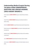 Understanding Medical-Surgical Nursing &NewLine;7th Edition EXAM COMPREHENSIVE &NewLine;QUESTIONS AND VERIFIED ANSWERS &NewLine;&lpar;2026&rpar; ALREADY GRADED A&plus; 