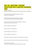 BIO 100 - MIDTERM 1 REVIEW QUESTIONS WITH VERIFIED ANSWERS 2026-2027