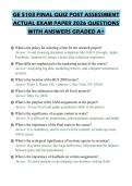 GE 5103 FINAL QUIZ POST ASSESSMENT&NewLine;ACTUAL EXAM PAPER 2026 QUESTIONS&NewLine;WITH ANSWERS GRADED A&plus;