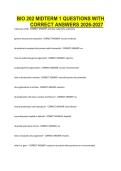 BIO 202 MIDTERM 1 QUESTIONS WITH CORRECT ANSWERS 2026-2027