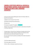 CMSRN &lpar;CERTIFIED MEDICAL-SURGICAL REGISTERED NURSE&rpar; EXAM QUESTIONS COMPLETE WITH 100&percnt; VERIFIED ANSWERS