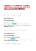 CMSRN &lpar;CERTIFIED MEDICAL-SURGICAL REGISTERED NURSE&rpar; EXAM QUESTIONS WITH 100&percnt; CORRECT ANSWERS