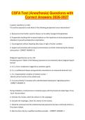 CSFA Test &lpar;Anesthesia&rpar; Questions with Correct Answers 2026-2027
