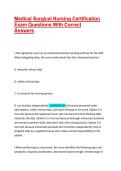 Medical Surgical Nursing Certification Exam Questions With Correct Answers