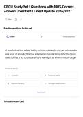 CPCU Study Set &vert; Questions with 100&percnt; Correct&NewLine;Answers &vert; Verified &vert; Latest Update 2026&sol;2027