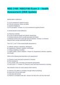 NSG 3160 &sol; NSG3160 Exam 2 &ndash; Health&NewLine;Assessment &lpar;2026 Update&rpar;