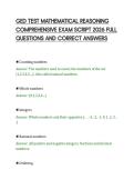 GED TEST MATHEMATICAL REASONING&NewLine;COMPREHENSIVE EXAM SCRIPT 2026 FULL&NewLine;QUESTIONS AND CORRECT ANSWERS