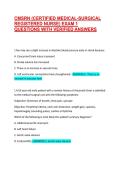 CMSRN &lpar;CERTIFIED MEDICAL-SURGICAL REGISTERED NURSE&rpar; EXAM 1 QUESTIONS AND 100&percnt; VERIFIED ANSWERS &vert; VERIFIED EXAM QUESTIONS
