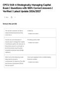 CPCU 540&colon; 6 Strategically Managing Capital&NewLine;Exam &vert; Questions with 100&percnt; Correct Answers &vert;&NewLine;Verified &vert; Latest Update 2026&sol;2027