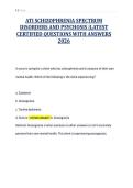 ATI SCHIZOPHRENIA SPECTRUM&NewLine;DISORDERS AND PSYCHOSIS &vert;LATEST&NewLine;CERTIFIED QUESTIONS WITH ANSWERS&NewLine;2026