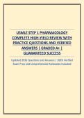 USMLE STEP 1 PHARMACOLOGY COMPLETE HIGH-YIELD STUDY GUIDE WITH PRACTICE QUESTIONS AND VERIFIED ANSWERS