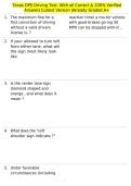 Texas DPS Driving Test&period; With all Correct & 100&percnt; Verified Answers &vert;Latest Version &vert;Already Graded A&plus;