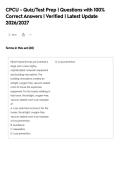 CPCU - Quiz&sol;Test Prep &vert; Questions with 100&percnt;&NewLine;Correct Answers &vert; Verified &vert; Latest Update&NewLine;2026&sol;2027