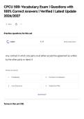 CPCU 500&colon; Vocabulary Exam &vert; Questions with&NewLine;100&percnt; Correct Answers &vert; Verified &vert; Latest Update&NewLine;2026&sol;2027