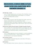 BEHAVIORAL SCIENCE NBME ACTUAL&NewLine;EXAM PAPER 2026 QUESTIONS WITH&NewLine;ANSWERS GRADED A&plus;