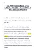 CISA PRACTICE EXAM 2026&vert;WELL&NewLine;REVISED ASSESSMENT WITH COMPLETE&NewLine;QUESTIONS AND ANSWERS