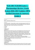 NUR 100&sol; NUR100 Exam 1 &ndash; Pharmacology Review &vert; Fortis &lpar;Latest 2026&sol; 2027 Update&rpar; 100&percnt; Verified Questions & Answers &vert; Grade A