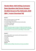 Florida Water Well Drilling Contractor &NewLine;Exam Questions And Correct Answers &NewLine;&lpar;Verified Answers&rpar; Plus Rationales 2026 &NewLine;Q&A &vert; Instant Download Pdf 